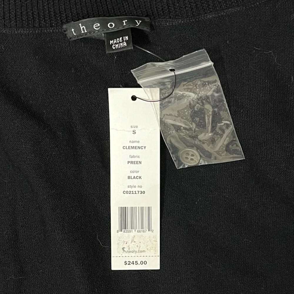 NWT Theory Clemency Preen Cardigan in Black Wool, Size Small - Picture 4 of 6